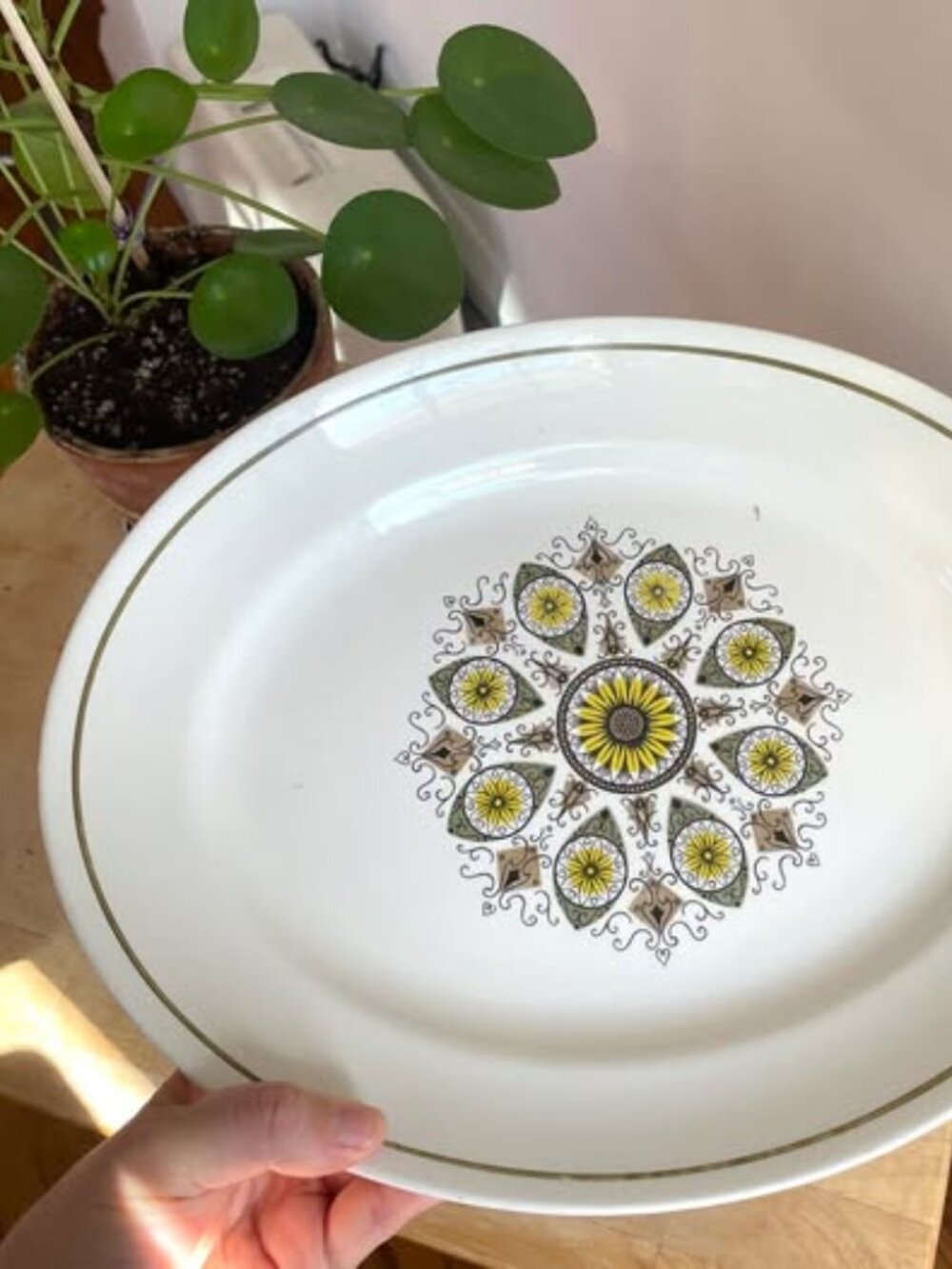 Vintage 1960s Serving Platter - MCM Paisley Green